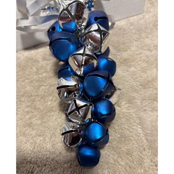 Vintage Cobalt Blue Grape Cluster Jingle Bells Large Christmas Ribbon Snowflake - Picture 5 of 6
